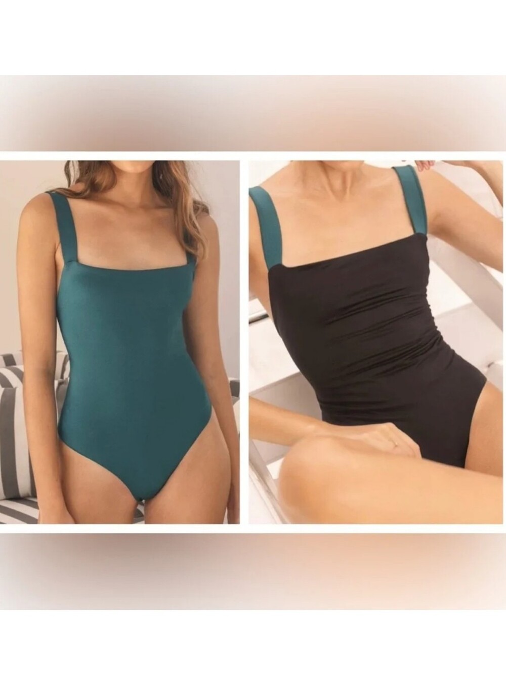 Amarelle Swimwear Chevelier Reversible One Piece Bathing Suit Aqua/Black - Picture 4 of 10